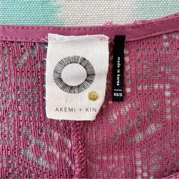 Anthropologie Akemi + Kin Oversized Sheer Lace Dolman Sleeve Top Mauve XS/S - Picture 7 of 10